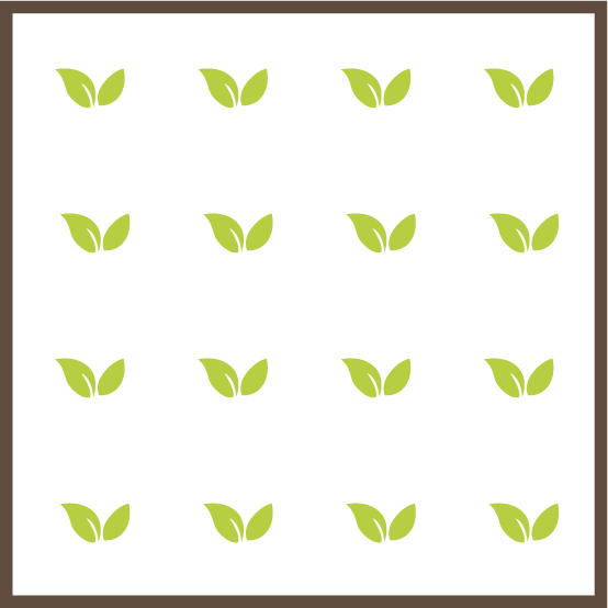 Quadrat mit 4 x 4 stilisierten Pflanzen.