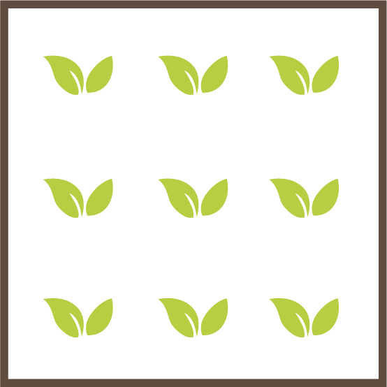 Quadrat mit 3 x 3 stilisierten Pflanzen.